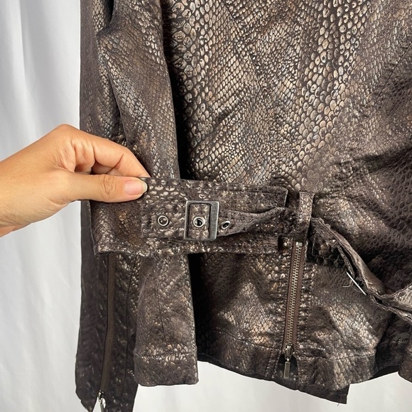 Yansi‎ Fugel Cotton Blend Animal Print Textured Jacket in Brown Size Medium - Picture 8 of 10